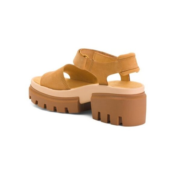 Timberland Womens Tan Suede Leather Strap Open Toe Lug Sole Sandals Sz 9 New - Picture 6 of 10